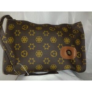 Samuel and Lee Collection Zippered Wrist Purse Out Vinyl Lining Nylon Brown